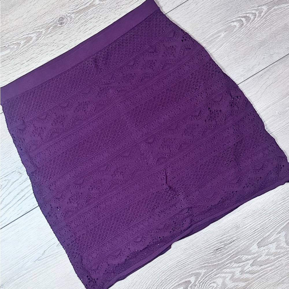 WHBM Crochet Knit Plum Purple Mini Skirt - Picture 10 of 11